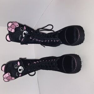 Dolls kill Sugar thrillz best furends combat boots Size 7 Fuzzy Black Bear Boots